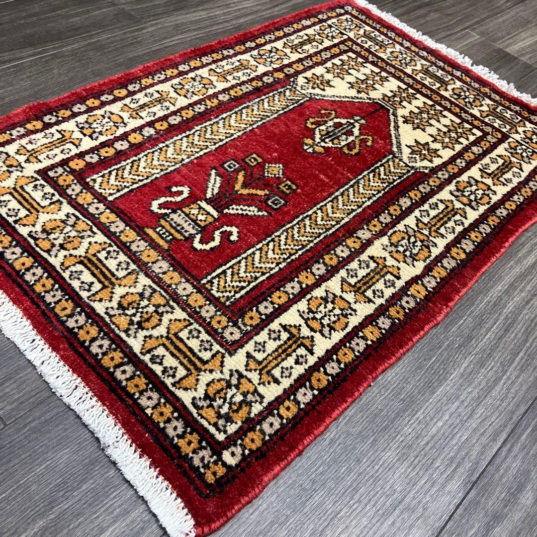 98x64cmヴィンテージ トライバルラグ手織り絨毯カシミリヤンアンテイーク絨毯