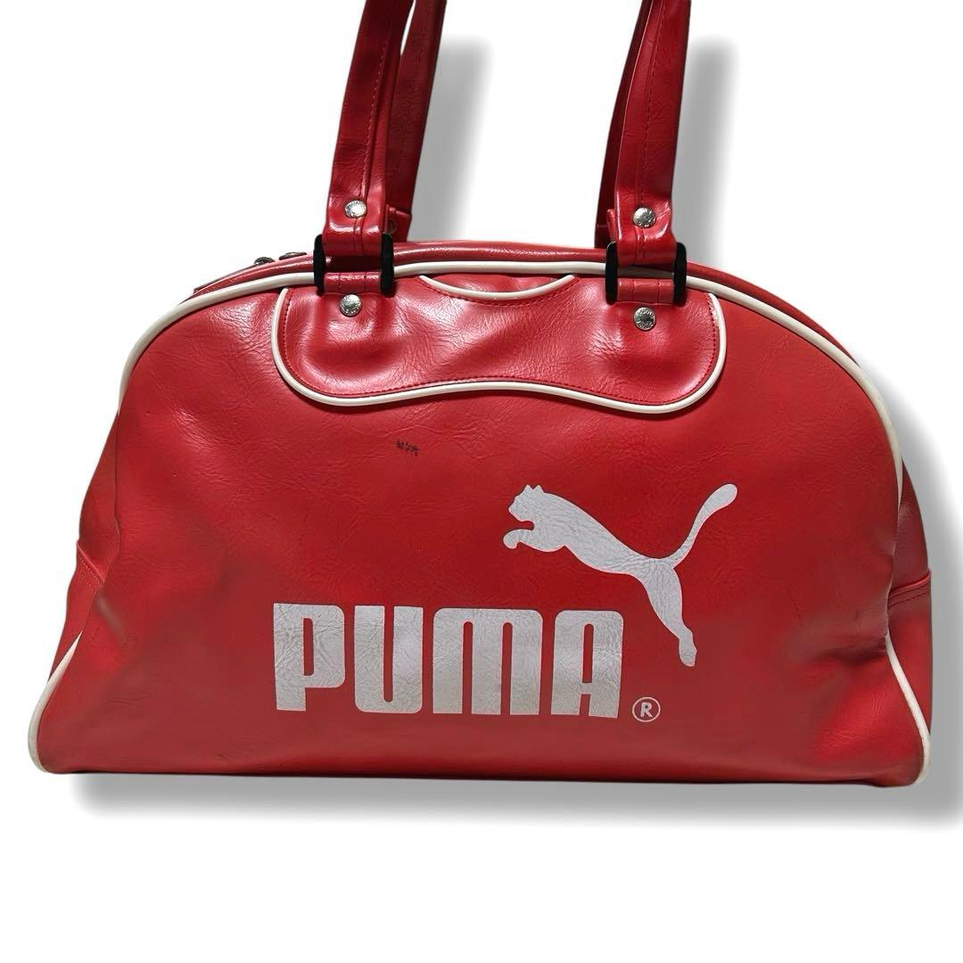 プーマ ボストンバッグ レッド ビッグロゴ 昭和レトロ