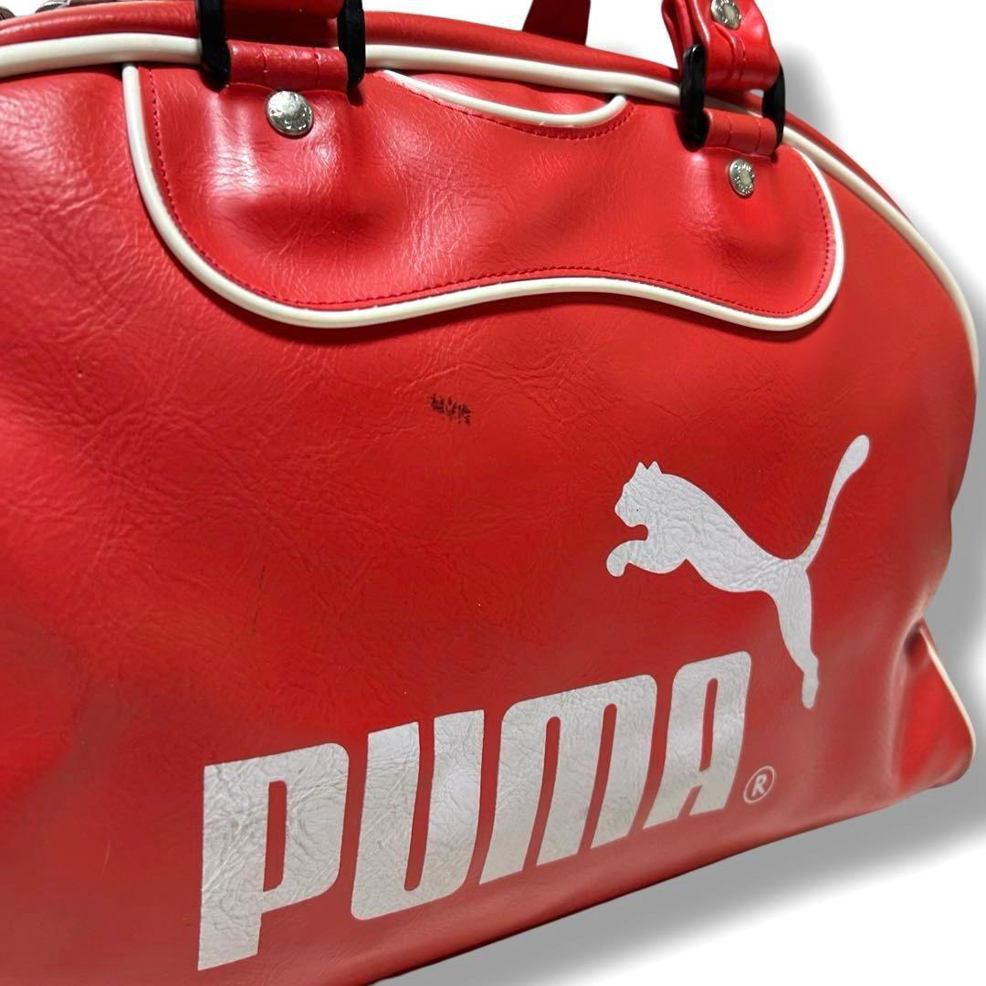 プーマ ボストンバッグ レッド ビッグロゴ 昭和レトロ