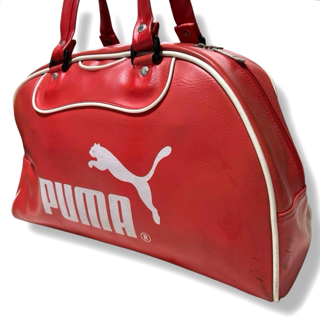 プーマ ボストンバッグ レッド ビッグロゴ 昭和レトロ