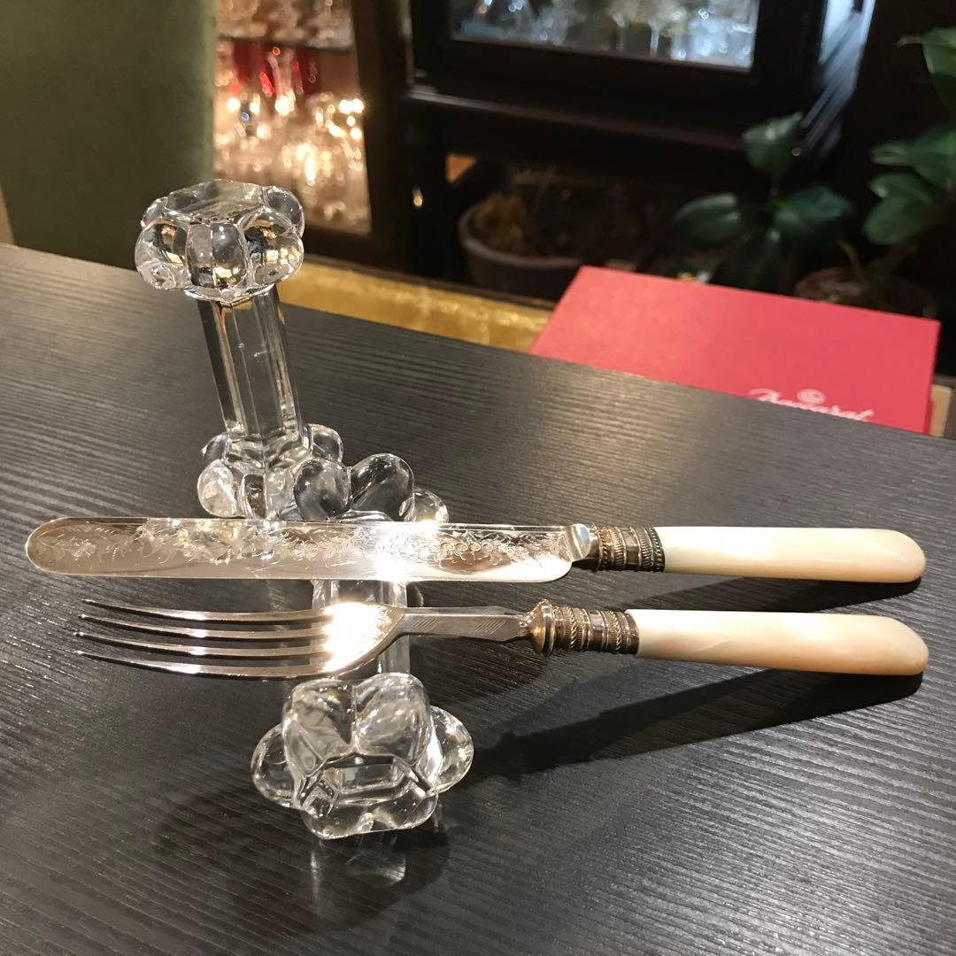 希少オールドバカラBACCARATナイフレスト☆箸置きペア☆クリスタル100年前