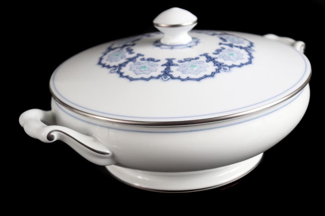 大倉陶園 呉須正倉院 スープチュリーン ソースボートプラチナ彩ハンドペイント