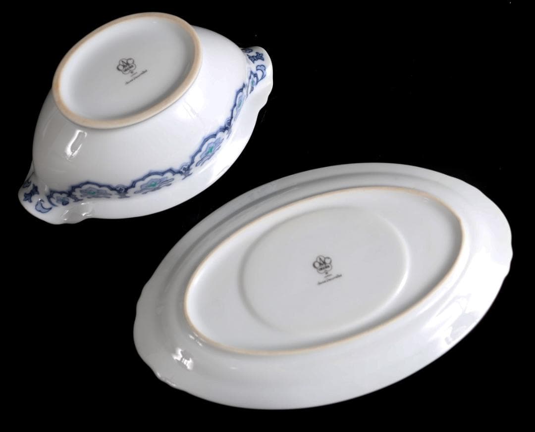 大倉陶園 呉須正倉院 スープチュリーン ソースボートプラチナ彩ハンドペイント