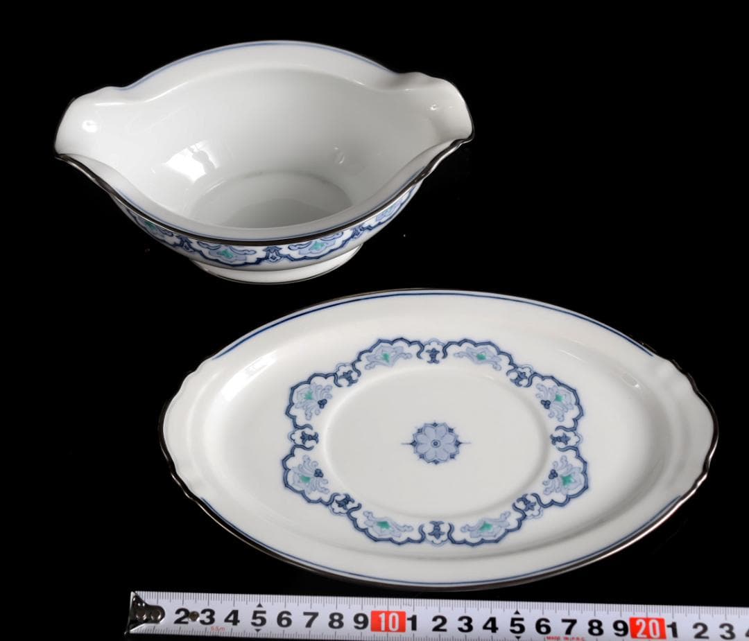 大倉陶園 呉須正倉院 スープチュリーン ソースボートプラチナ彩ハンドペイント