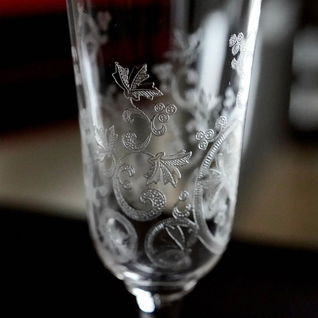 希少★オールド バカラ ラファイエット★シャンパンフルート グラス ペアB★美品