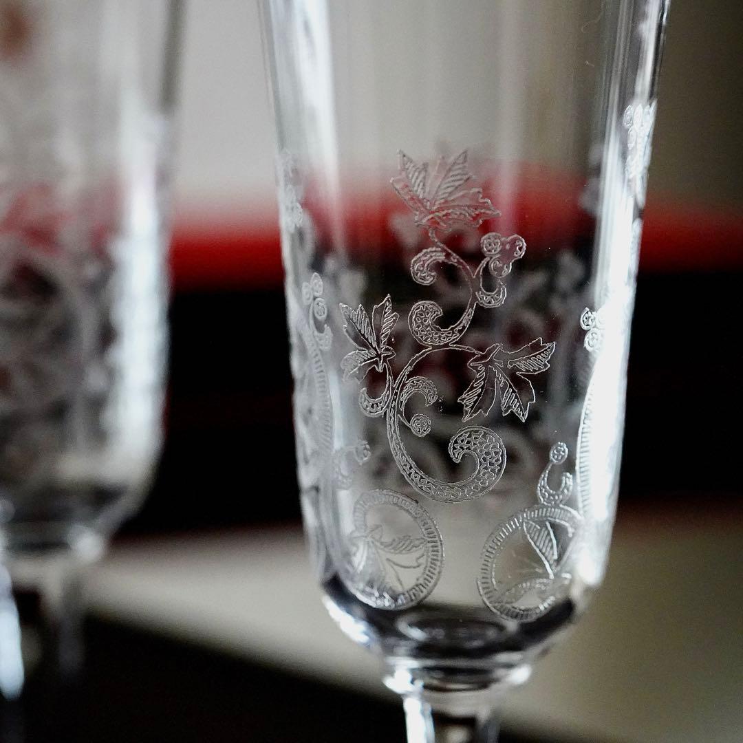 希少★オールド バカラ ラファイエット★シャンパンフルート グラス ペアB★美品