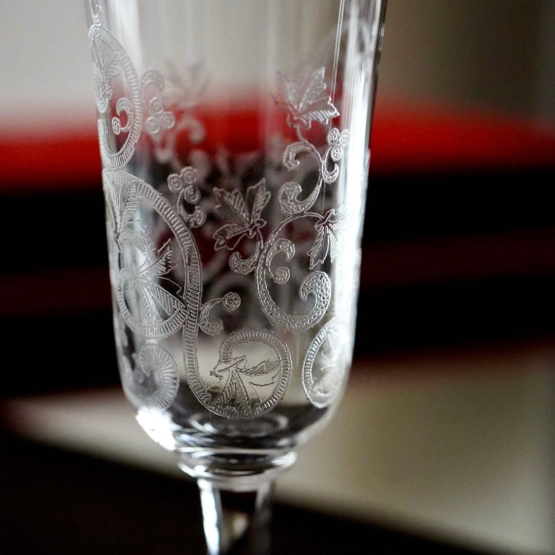 希少★オールド バカラ ラファイエット★シャンパンフルート グラス ペアB★美品