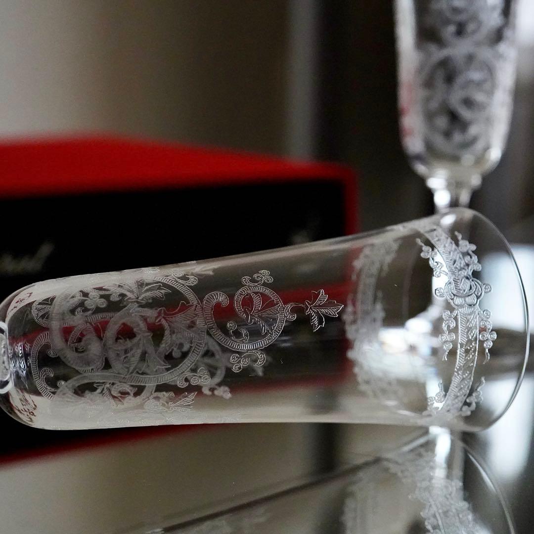 希少★オールド バカラ ラファイエット★シャンパンフルート グラス ペアB★美品