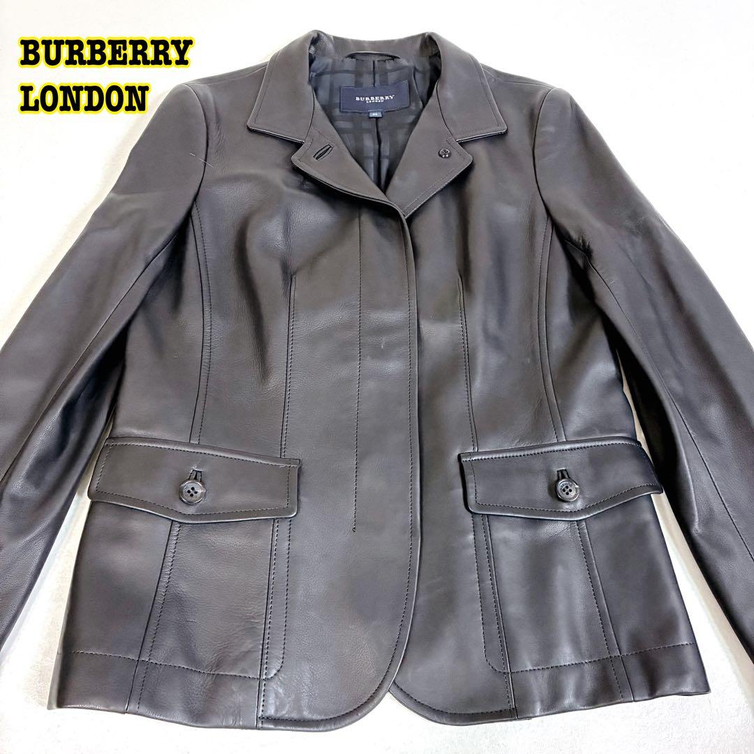 美品 BURBERRY LONDON ラムレザー ジャケット　テーラード 黒