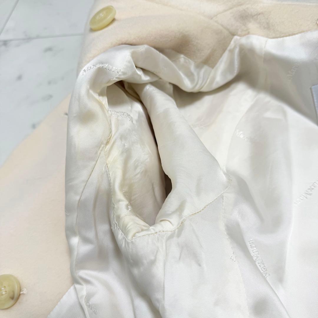 カシミヤ混❤️MaxMara 最高級ライン　ロングコート　ダブル　ホワイト　L