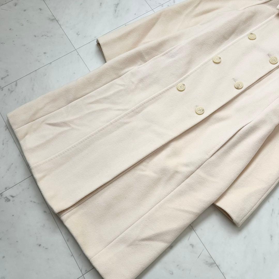 カシミヤ混❤️MaxMara 最高級ライン　ロングコート　ダブル　ホワイト　L