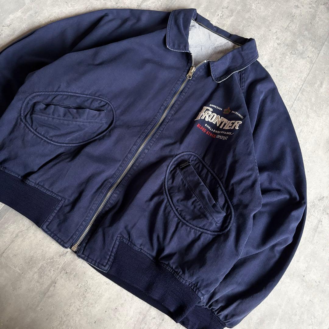 【80s vintage】リバーシブル　スイングトップ　ジップブルゾン　短丈