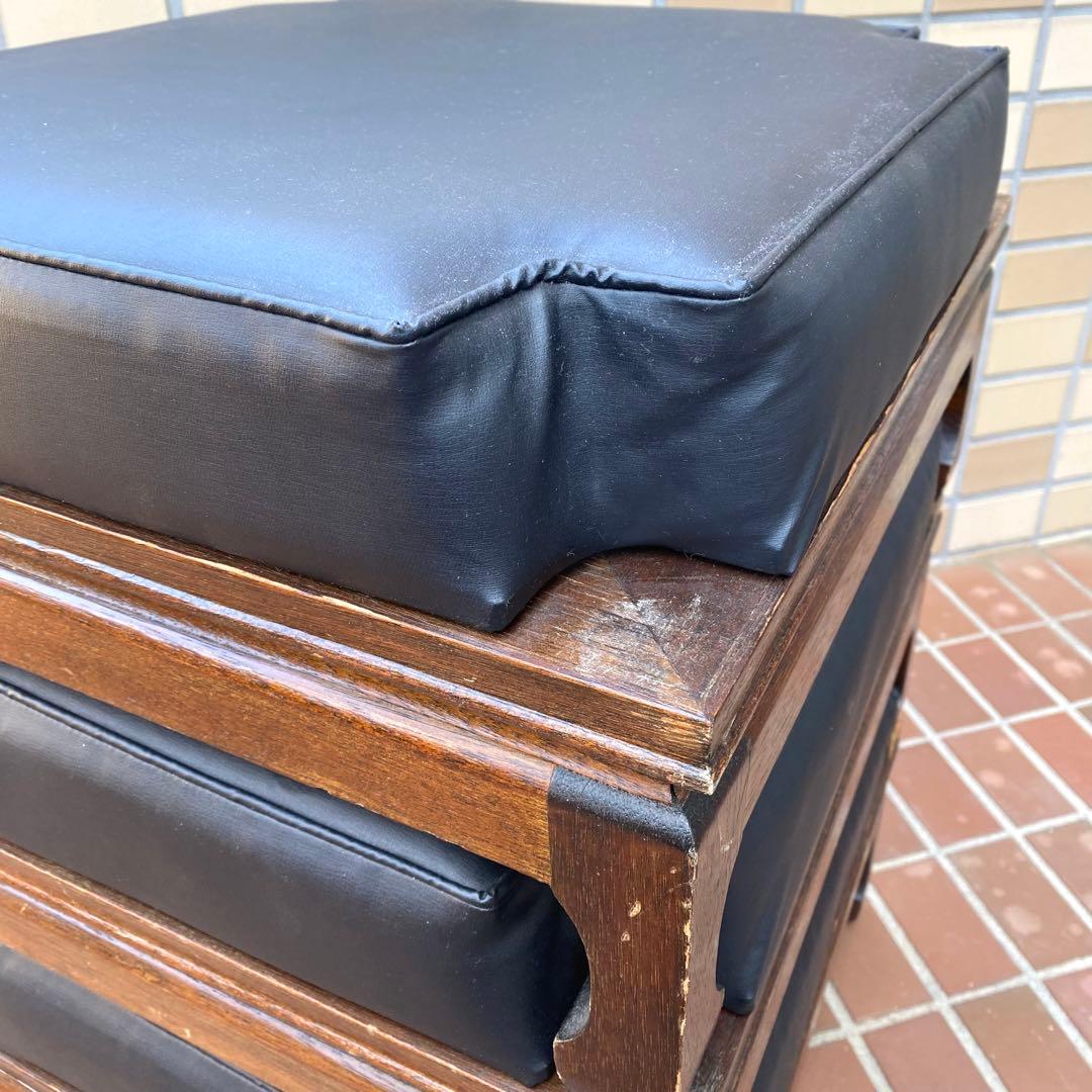 3段スタッキング オットマン/スツール椅子チェア★1960'ビンテージUSA