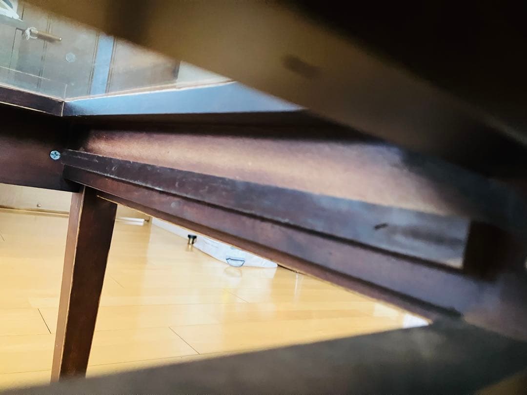 木製引き出し付き座卓 ガラス天板 約90cm x 60cm