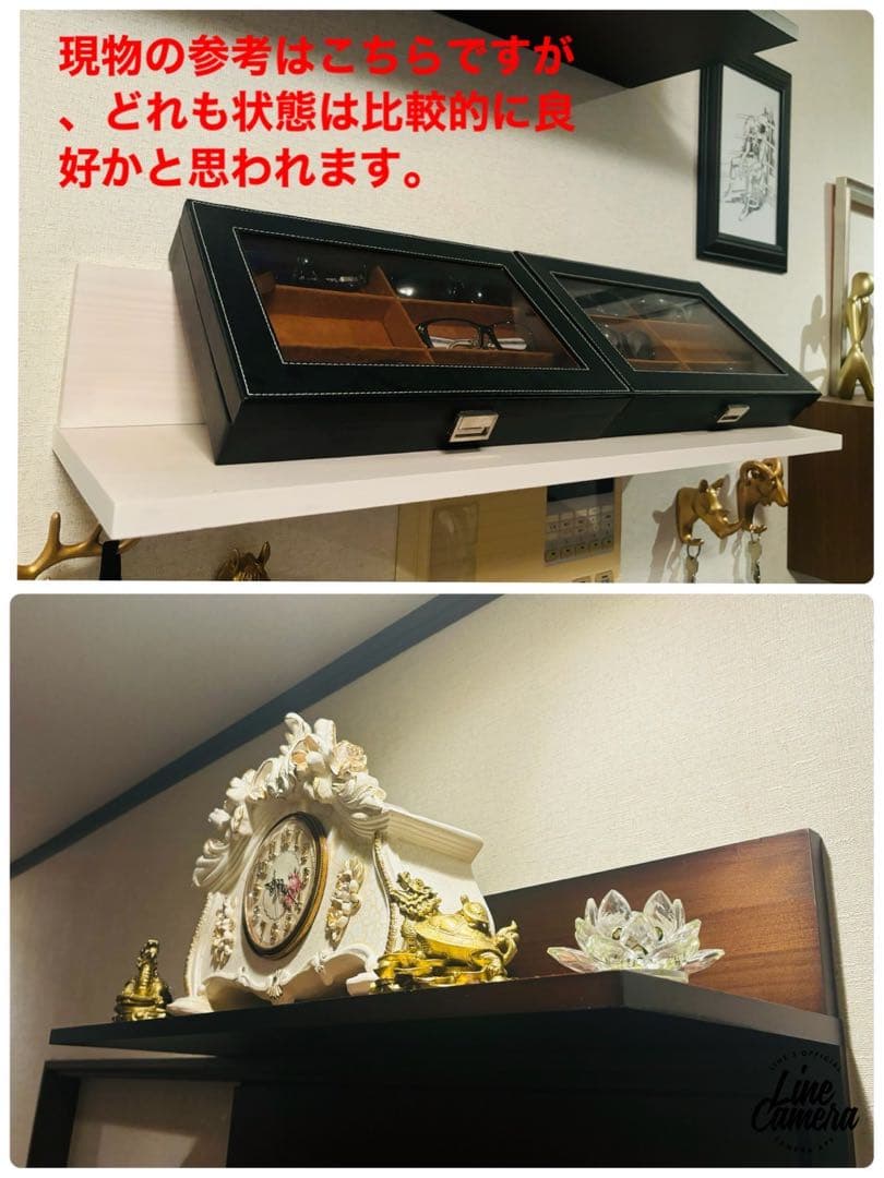 【4個セット】80cm、壁掛け、ウォールシェルフ、棚、飾り棚、L字型ラック、木製