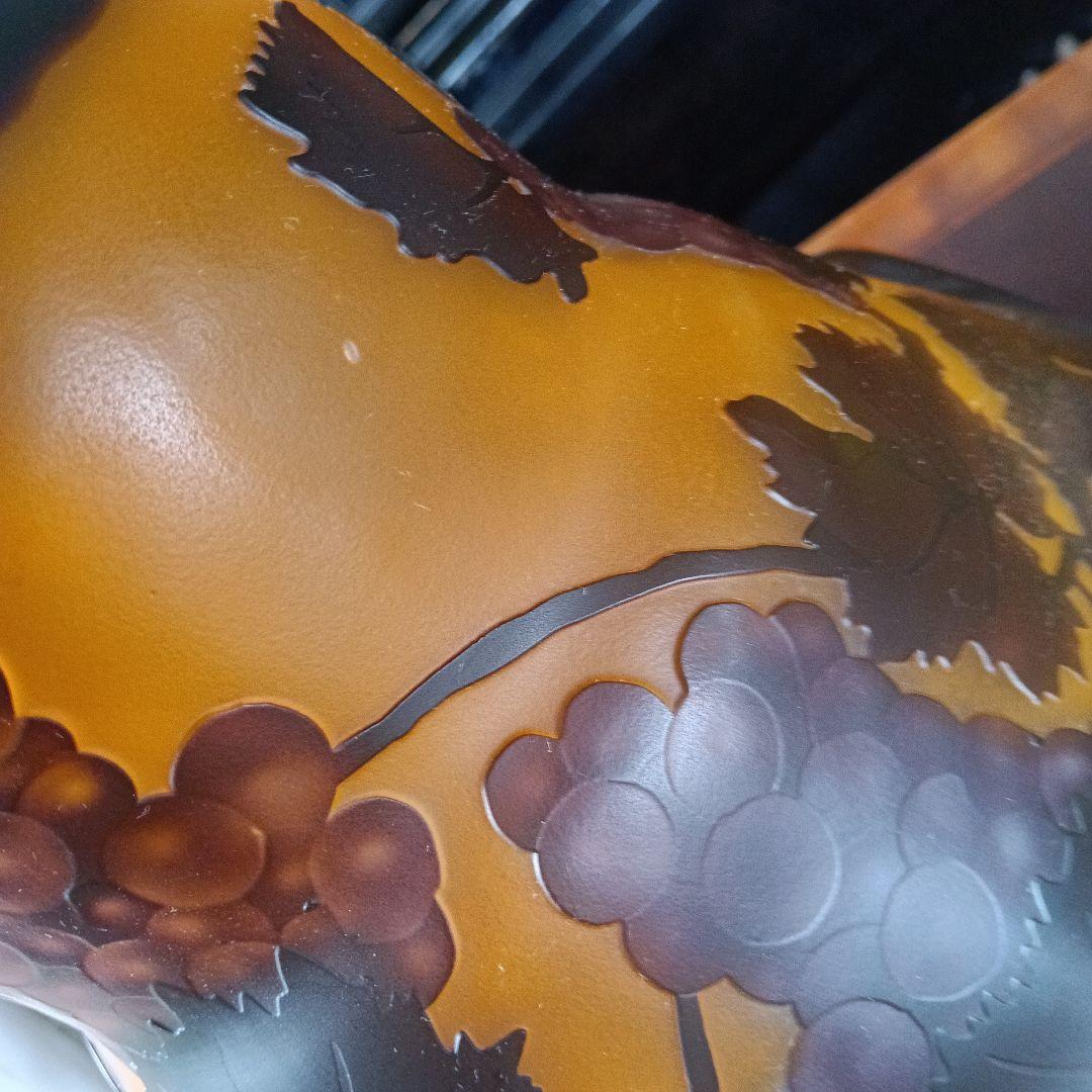 ガレ風　ヴィンテージ ブドウ模様 ガラスランプ