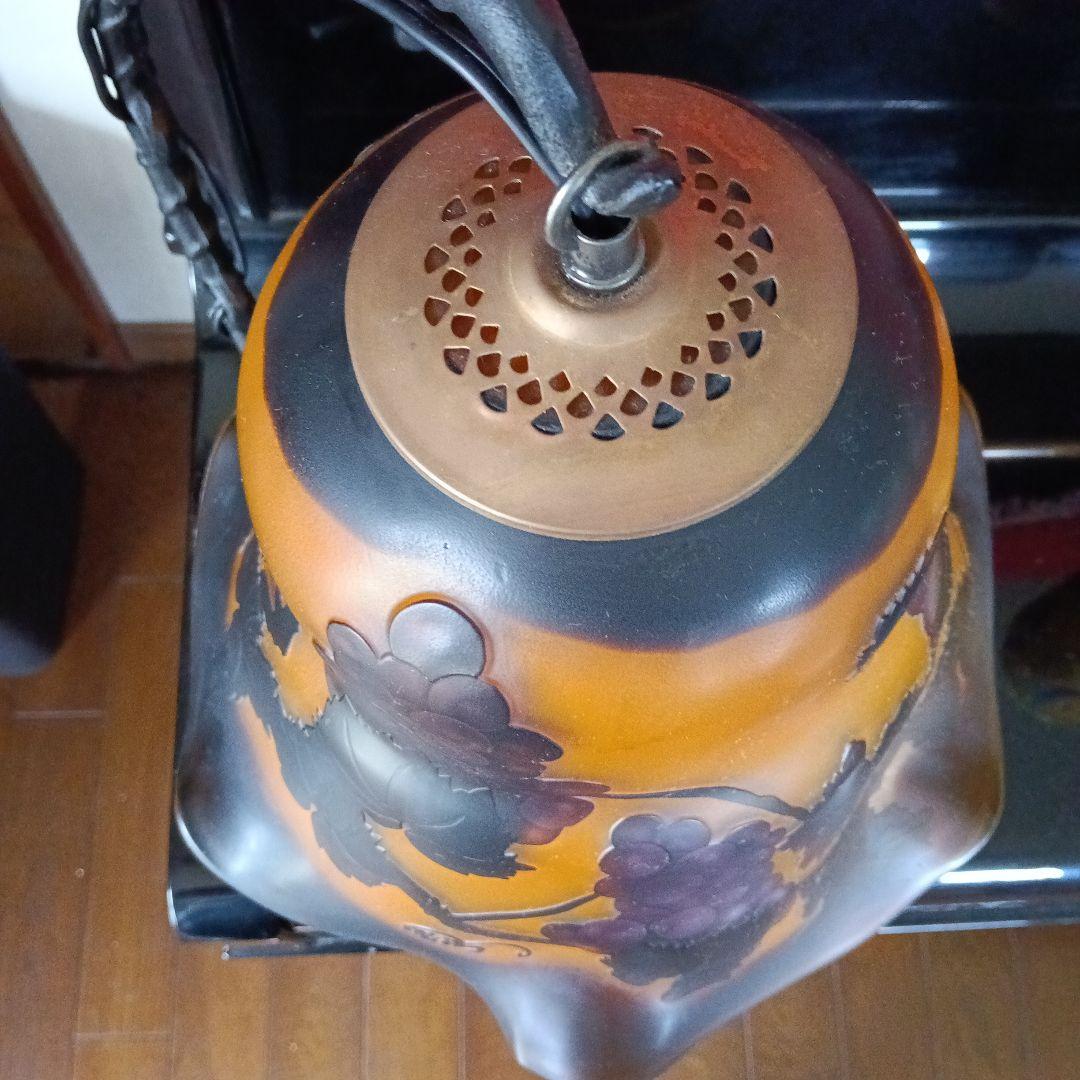 ガレ風　ヴィンテージ ブドウ模様 ガラスランプ