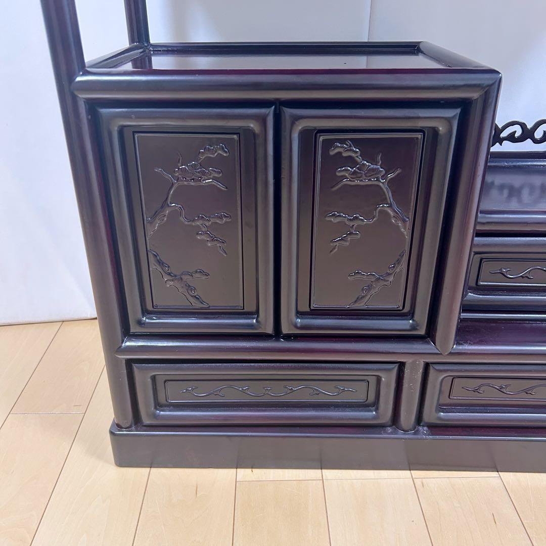 茶棚 茶箪笥 昭和レトロ 古家具 飾棚 古民家　松模様　松文様　吉祥文様