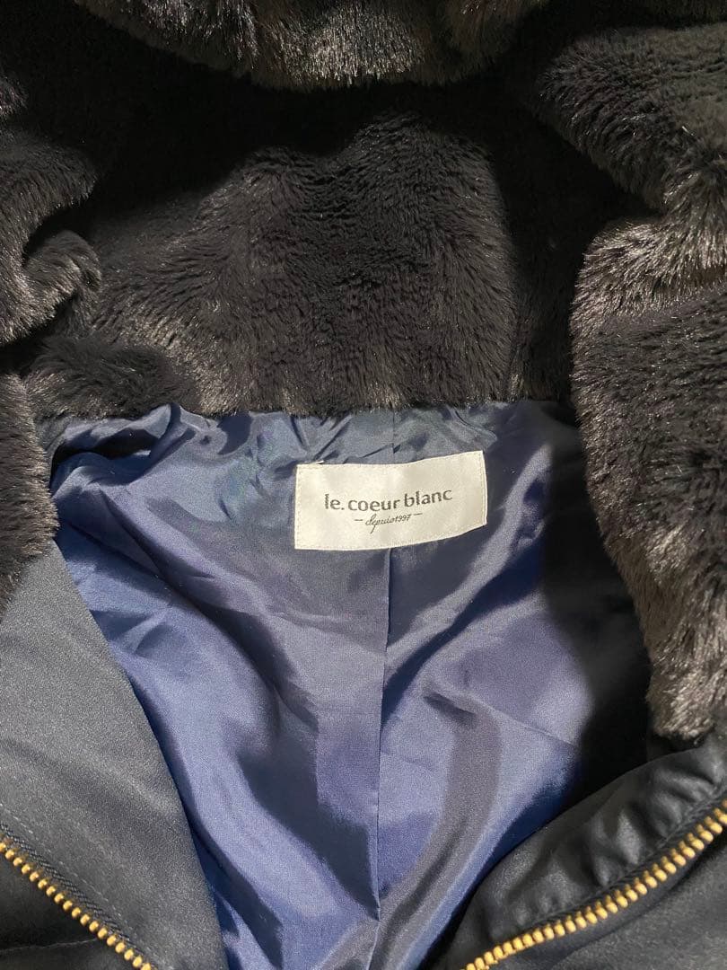 le.coeur blanc ファーフードロングダウン　ブラック　40