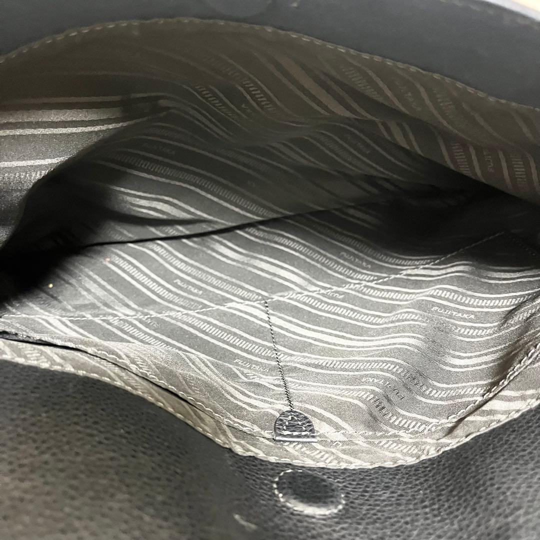 美品✨フジタカ トートバッグ レザー シボ 濃紺 日本製 肩がけ A4 大容量