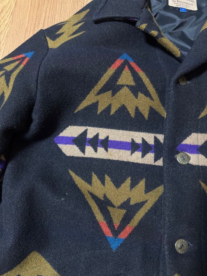 PENDLETON 80s USA製 ネイティブ ウールジャケット L ブラック