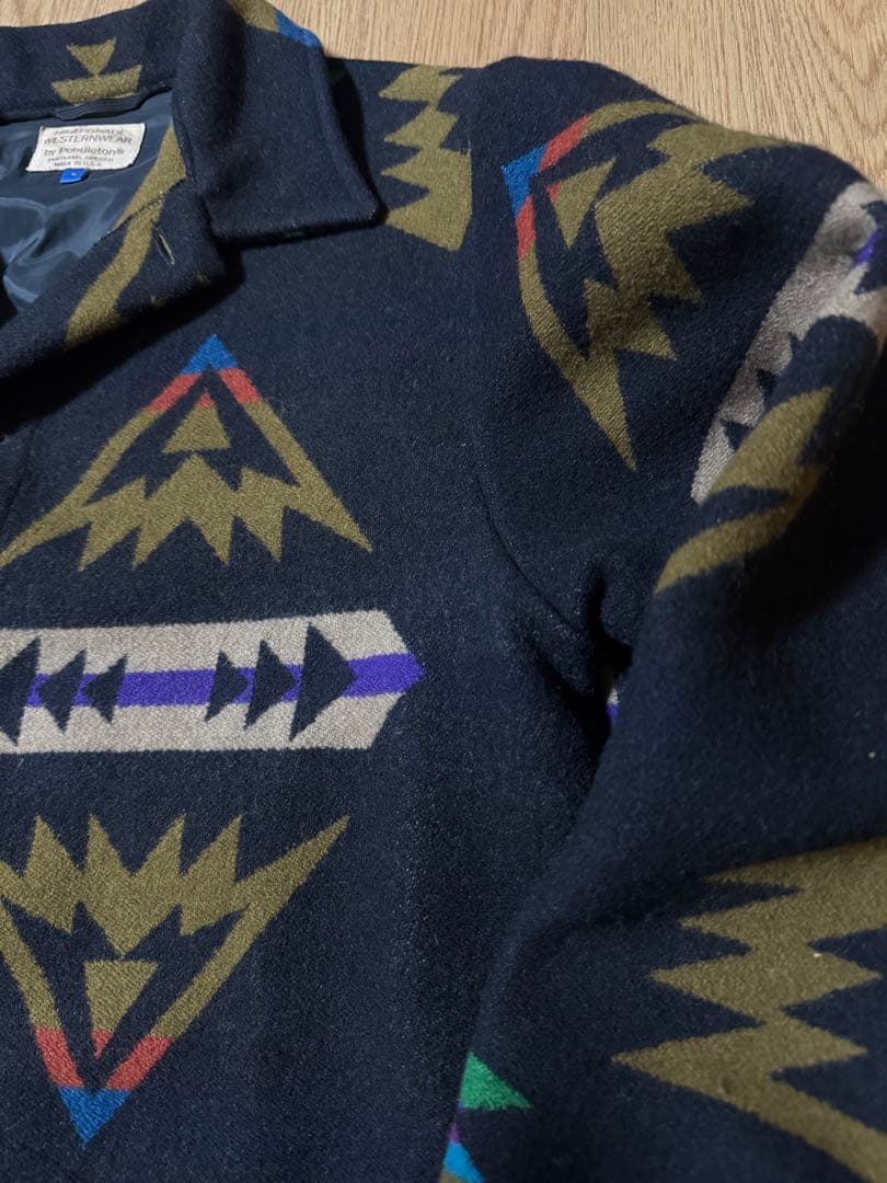 PENDLETON 80s USA製 ネイティブ ウールジャケット L ブラック