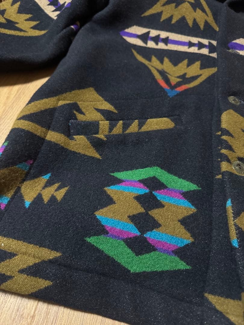 PENDLETON 80s USA製 ネイティブ ウールジャケット L ブラック