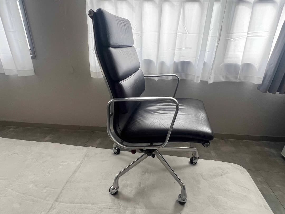 【正規ビンテージ】ハーマンミラー イームズソフトパッドチェア ハイバック 黒総革