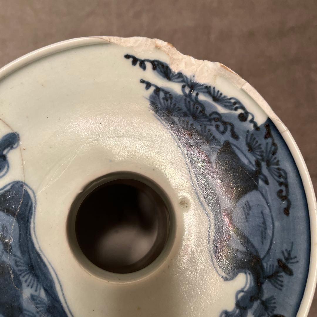 ビンテージ五ツメの青龍絵柄の陶器花瓶