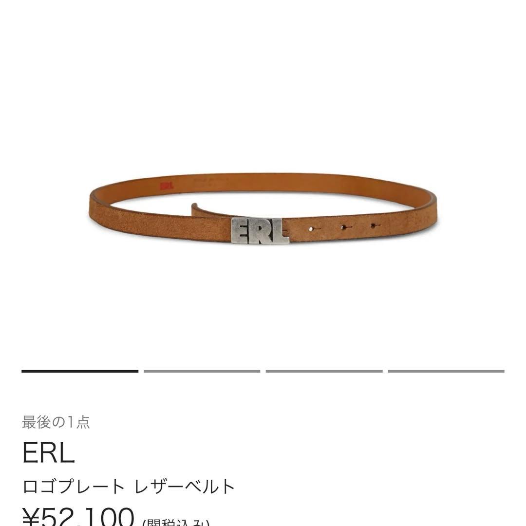 ERL ロゴプレート レザーベルト ワンサイズ