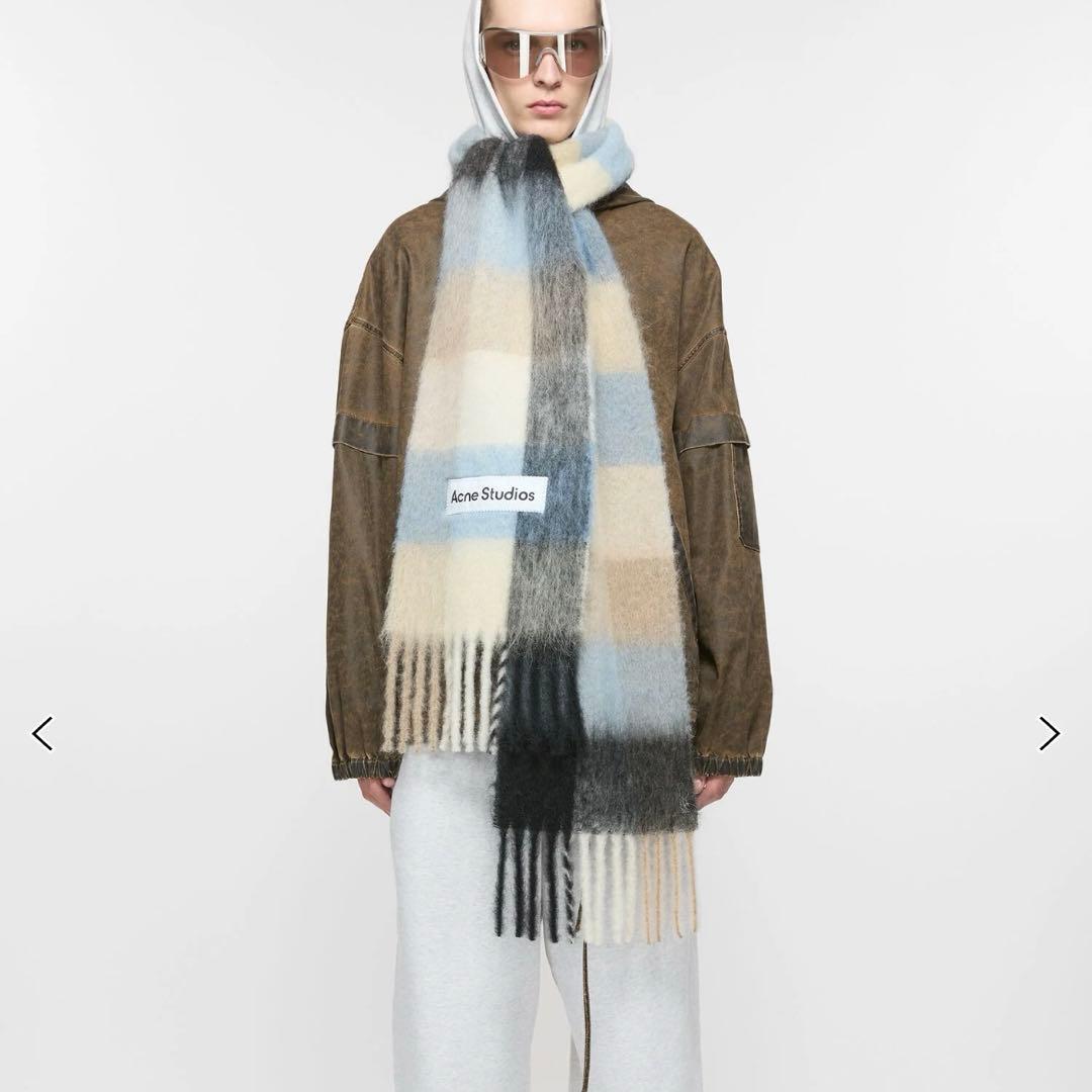 Acne Studious モヘアチェックスカーフ　マフラー