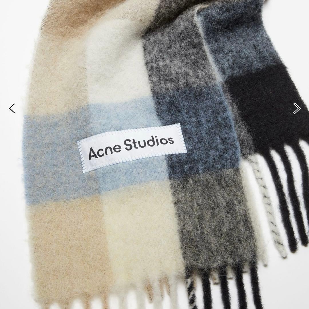 Acne Studious モヘアチェックスカーフ　マフラー