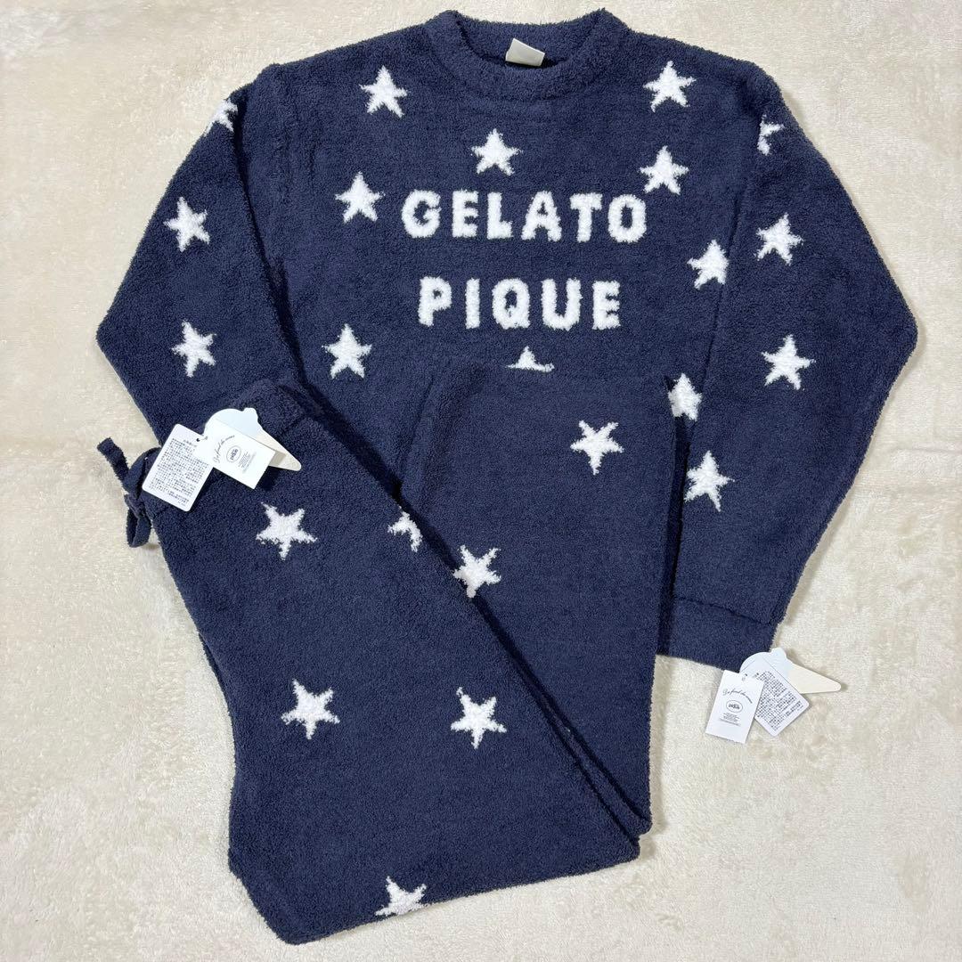 【新品】ジェラートピケ スタージャガード プルオーバー ロングパンツ ペアセット