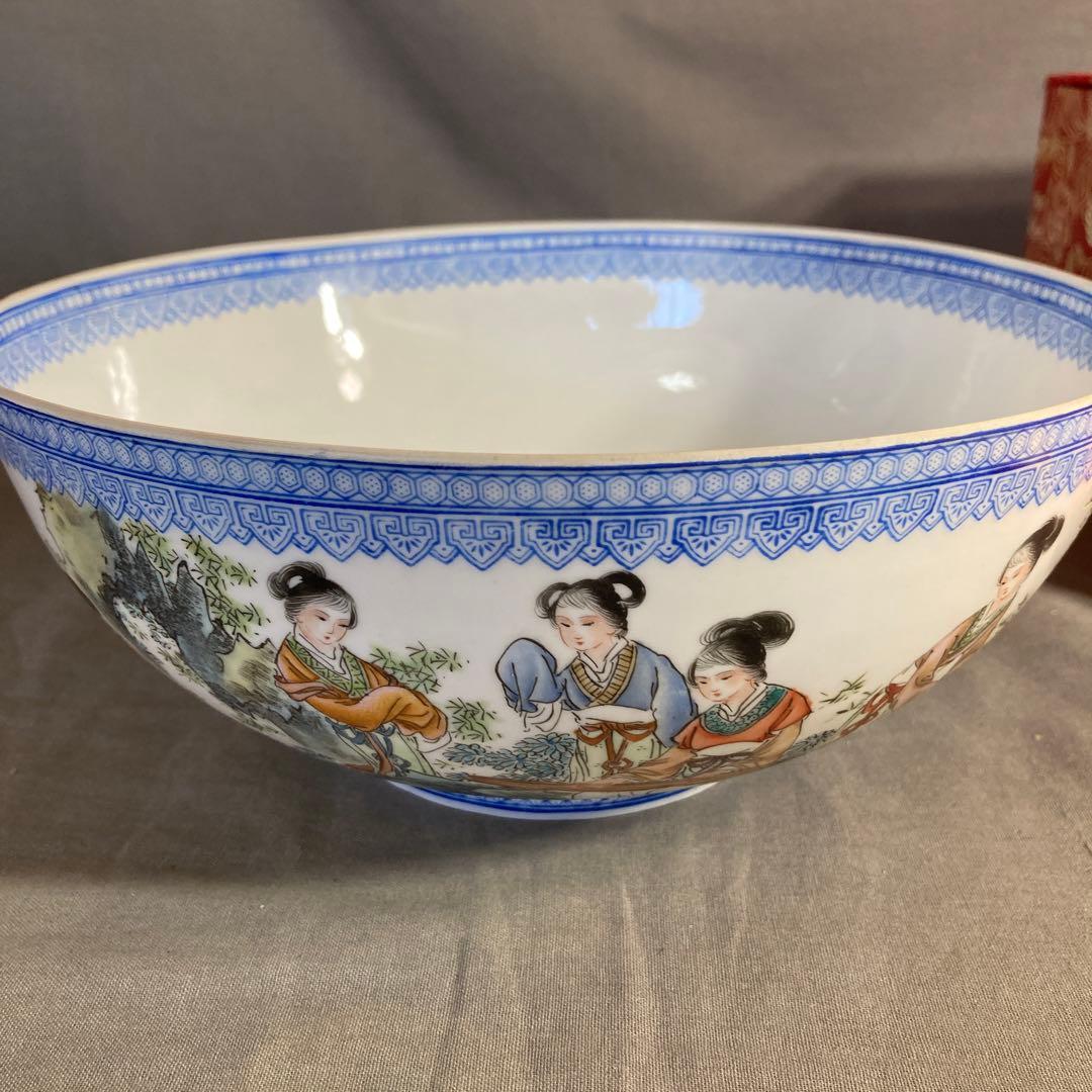 【景徳鎮製】景徳鎮の伝統　中国の名窯　乾隆年製　錦宮廷女官図　極薄胎　大鉢