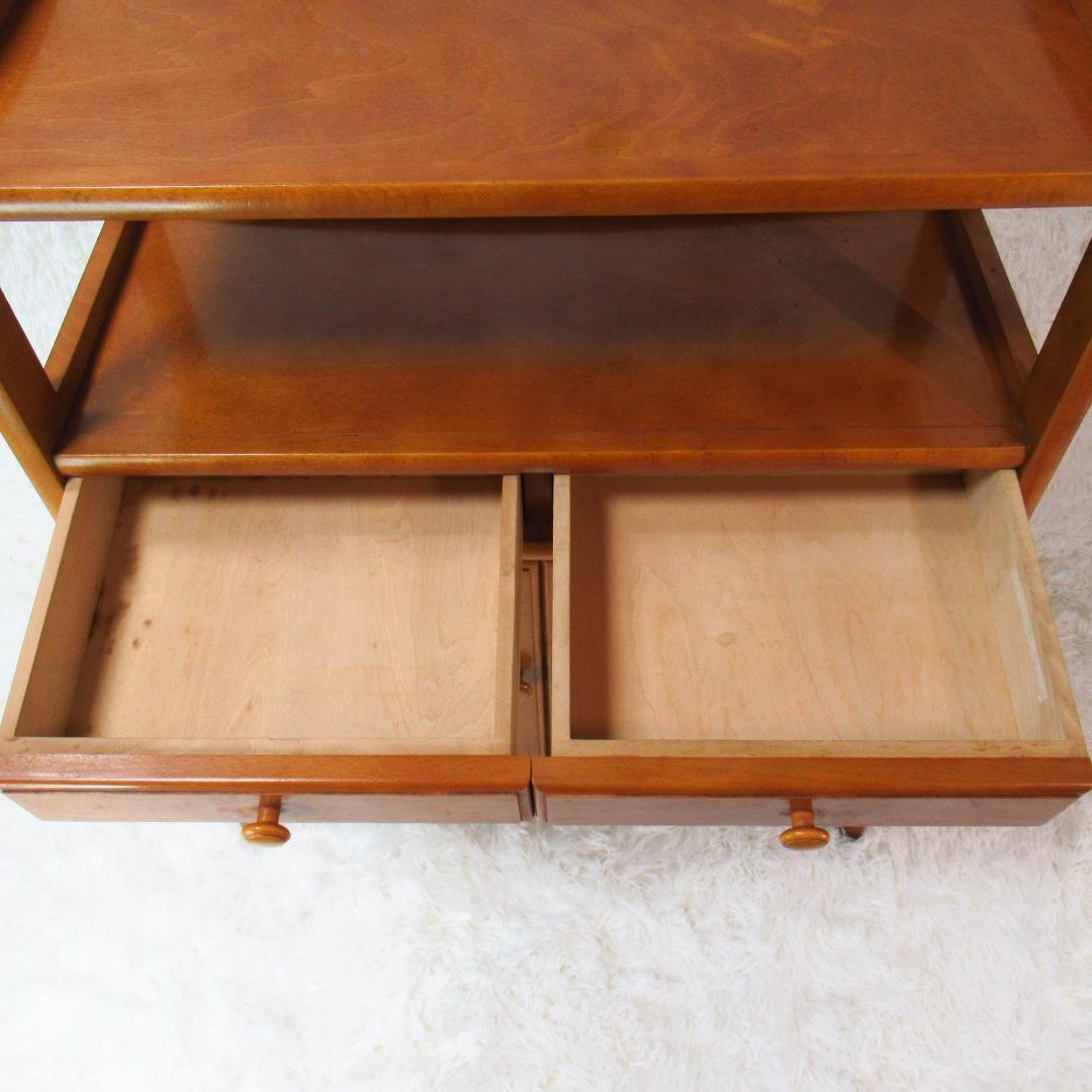 カリモク家具 ラタン キャビネット 電話代 棚 昭和レトロ オールドカリモク