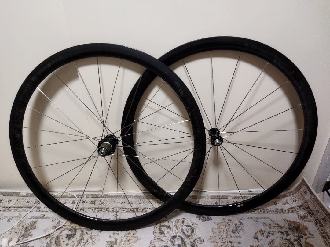 のむラボ2号　カーボンホイール　チューブラー　フロントリアセット