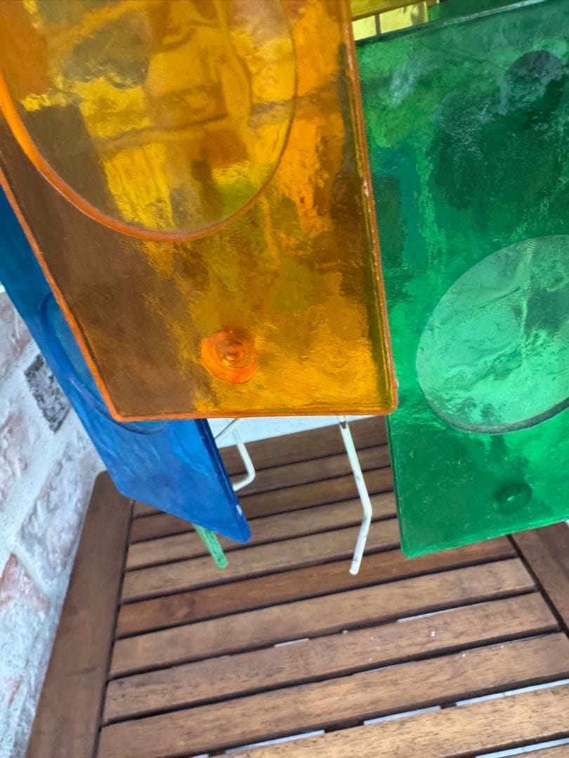 昭和レトロペンダントライト カラフルガラス 天井照明 店舗什器 高さ約45cm