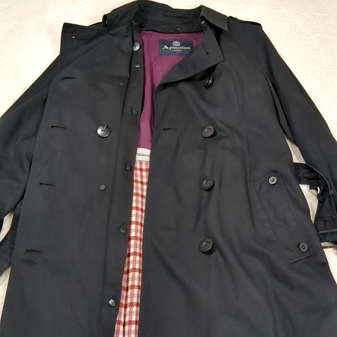 アクアスキュータム ライナー付トレンチコート 2way ベルト ブラック