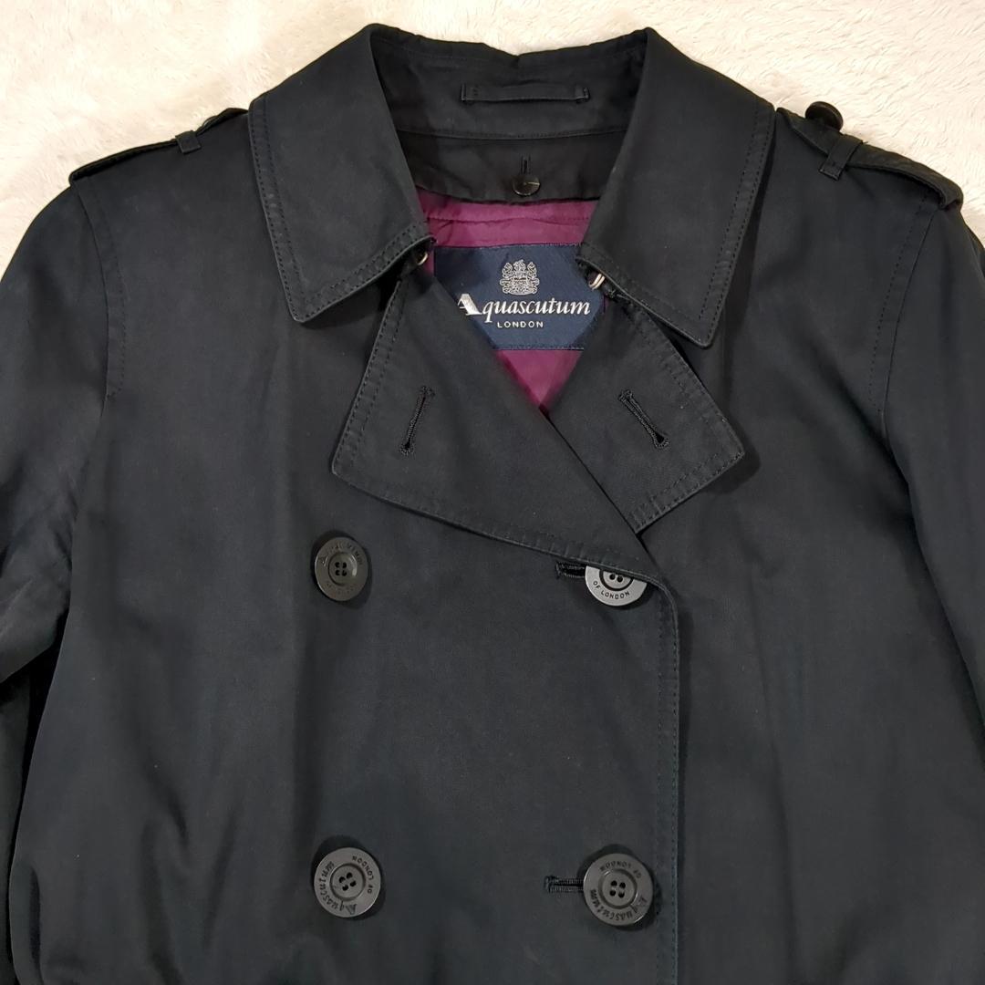 アクアスキュータム ライナー付トレンチコート 2way ベルト ブラック