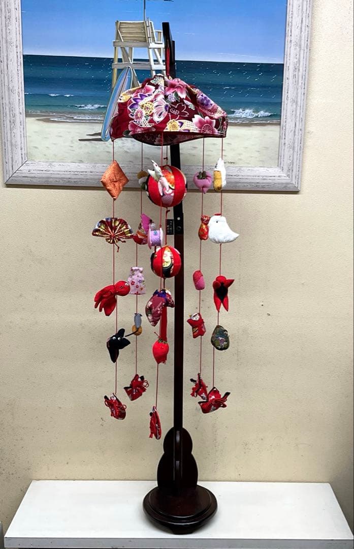 つるし雛 吊るし飾り スタンド付き縮緬細工 ひな祭り 桃の節句新品未使用