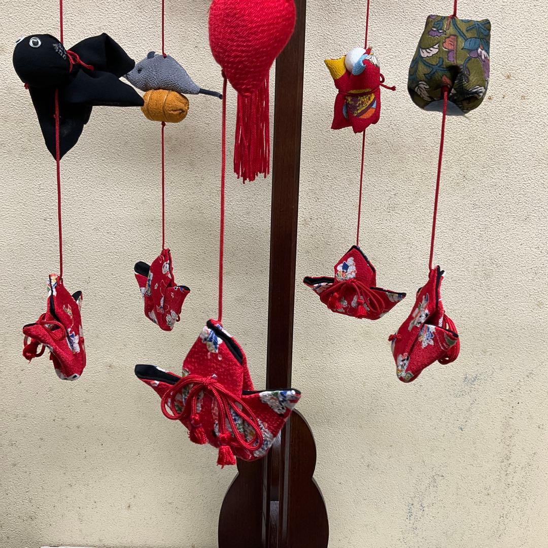 つるし雛 吊るし飾り スタンド付き縮緬細工 ひな祭り 桃の節句新品未使用