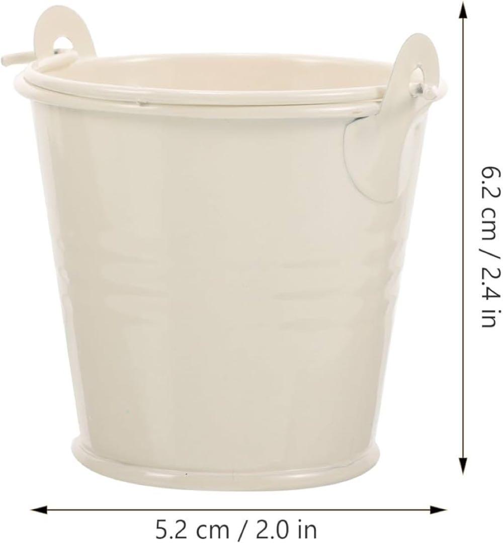 ブリキバケツ　取っ手付き　花　植木鉢　家庭用　園芸　8個　白　おしゃれ