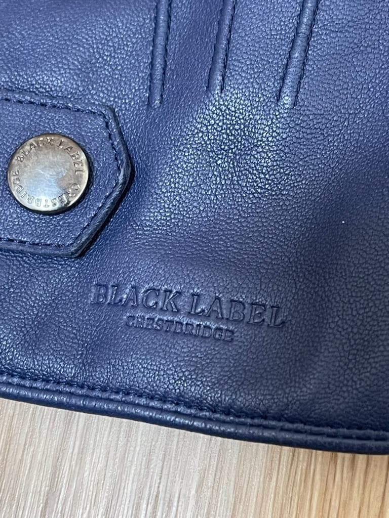【美品】ブラックレーベルクレストブリッジ 羊革 手袋 カシミヤ混ネイビー25cm