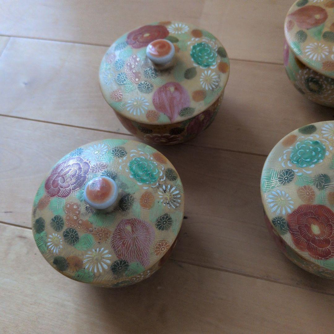 茶道具セット 花柄 陶器製 6点 九谷焼