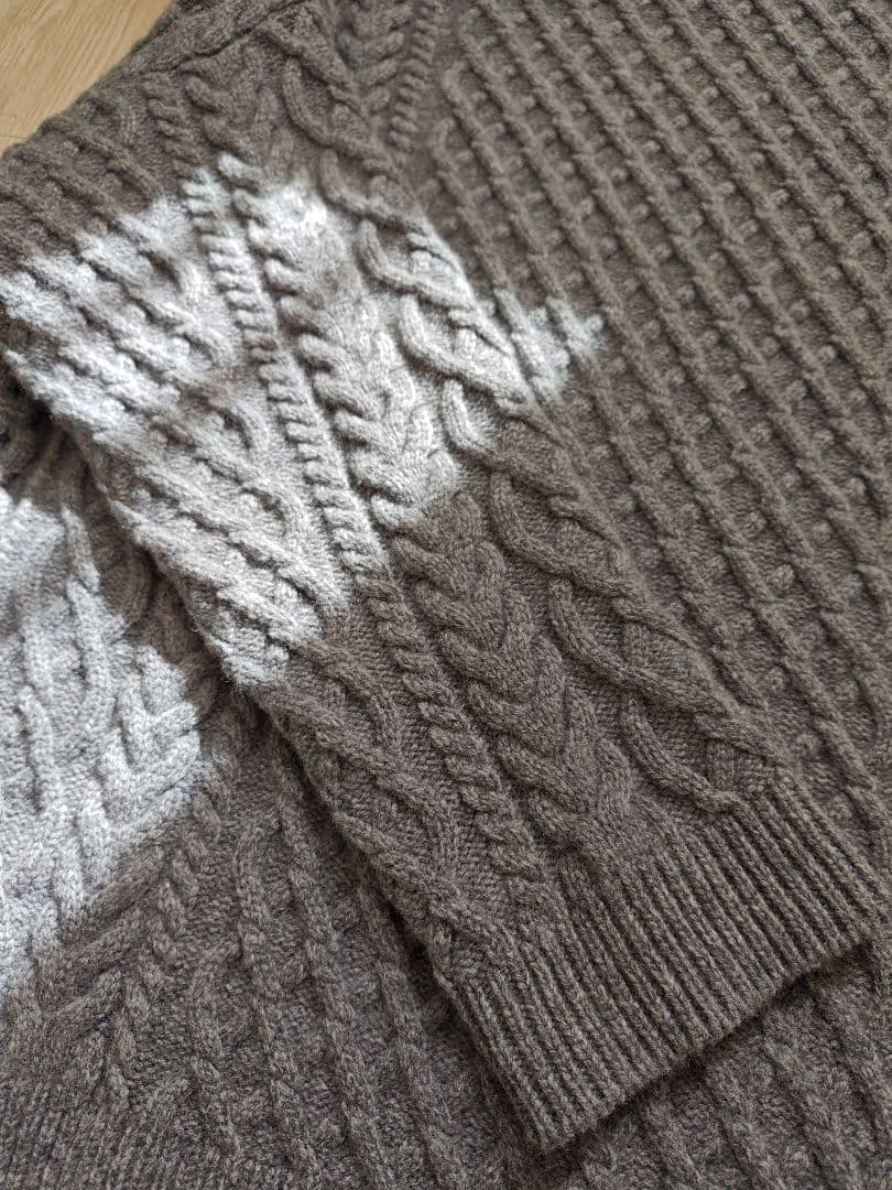 美品　スピックアンドスパン　Higuchi*Sアラン柄ルーズニット　グレー