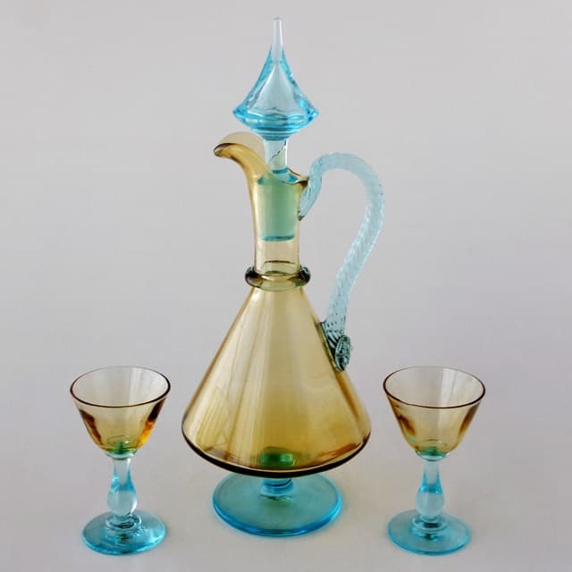 アンティーク フランス製 リキュール アペリティフ デキャンタ ペア