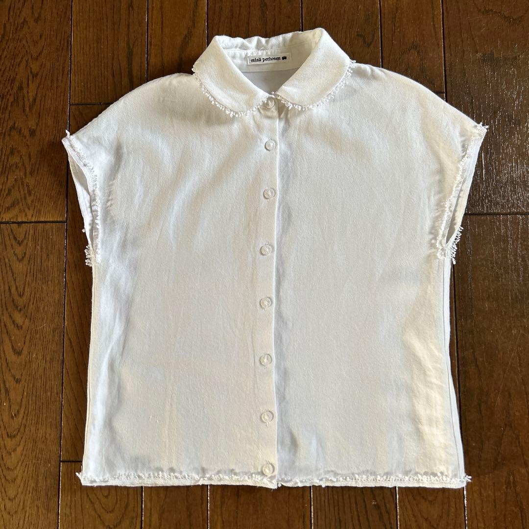 ミナペルホネン　丸襟ブラウス　フレンチスリーブブラウス　ミナペルホネンブラウス