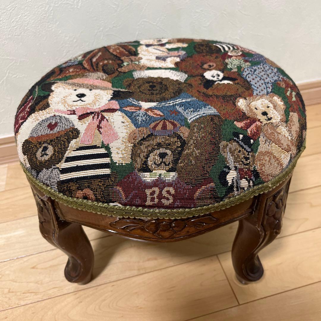 イタリア製？　ゴブラン織　ミニスツール　熊　猫足　ミニチェアー