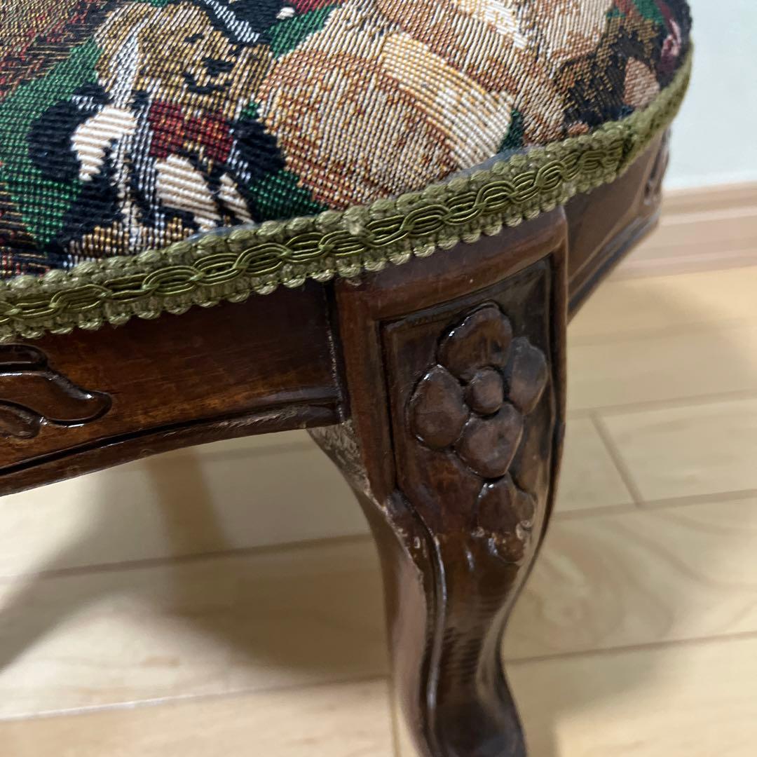 イタリア製？　ゴブラン織　ミニスツール　熊　猫足　ミニチェアー