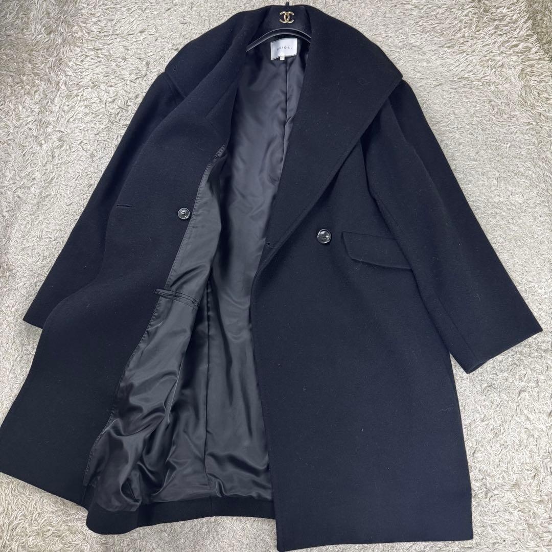 ベイジ 24AW BORNIOL ビックカラーコクーンコート 黒 M